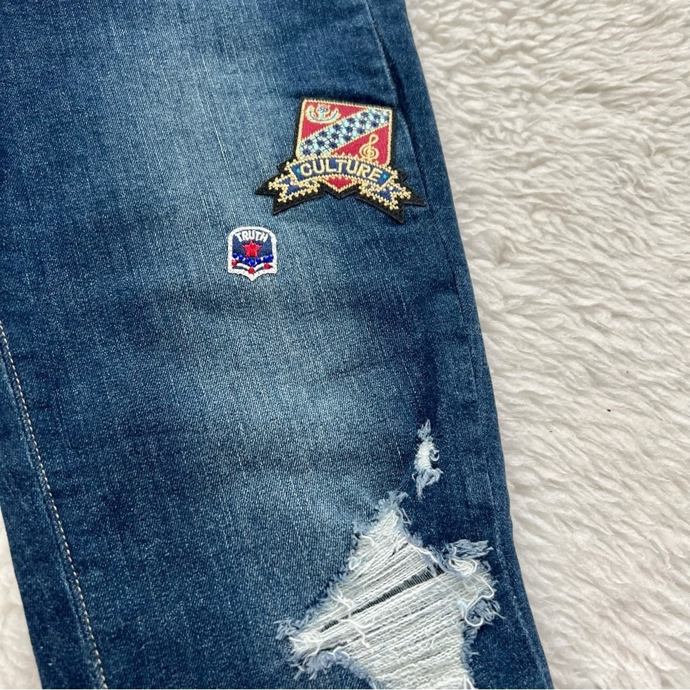 Paige Jaqueline Straight Stretchy Distressed Patches Jeans Size 26 - Picture 4 of 15